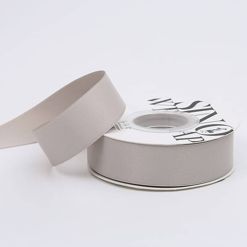 Satin-Blumenband - Grau - Rolle 2,5 cm x 18 m