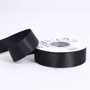 Satin-Blumenband - Schwarz - Rolle 2,5 cm x 18 m
