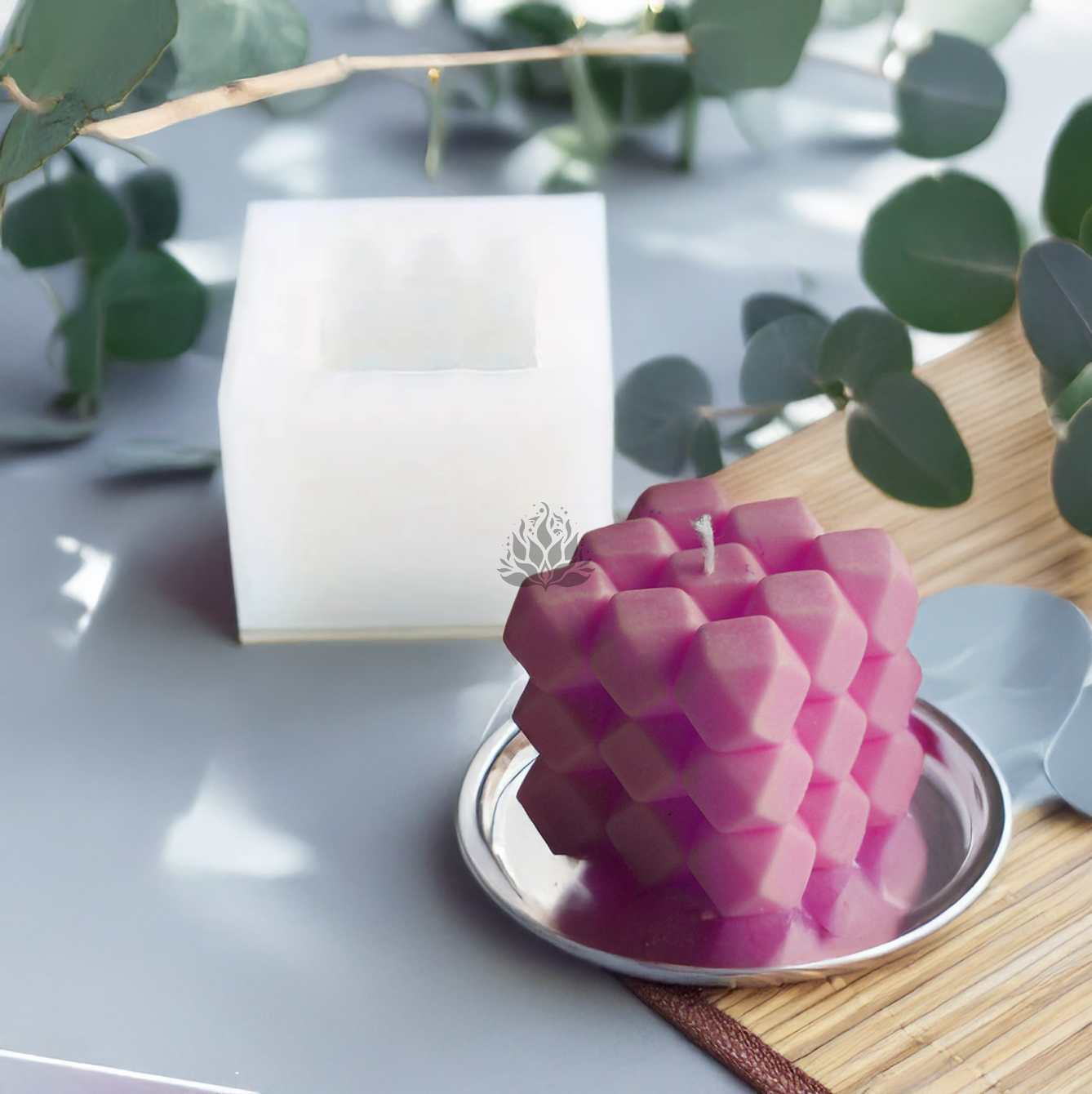 Silikonform für Kerzen - Bubble Diamond Cube