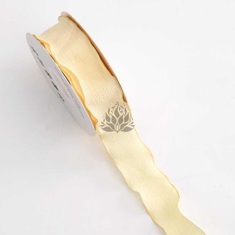 Schleife - Gelb-beige - Rolle 2,5 cm x 9 m