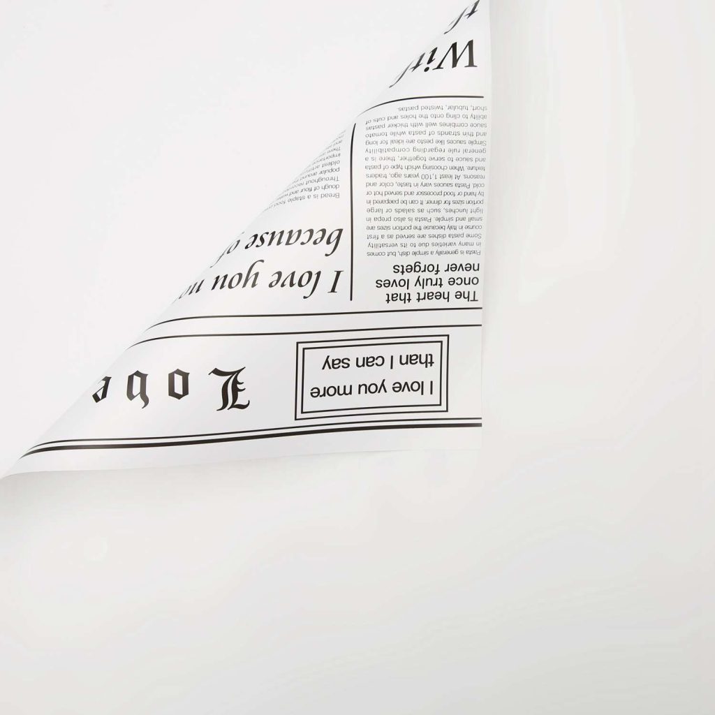 Floristische Folie - Zeitung Weiß - Bögen 58x58 cm - 20 Stück