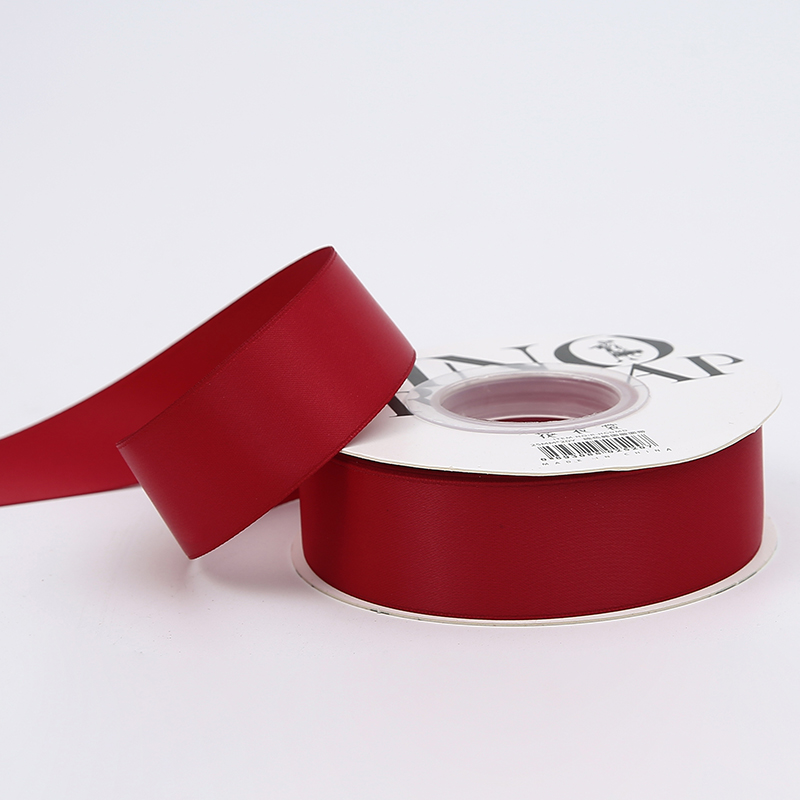 Satin-Blumenband - Weinrot - Rolle 2,5 cm x 18 m
