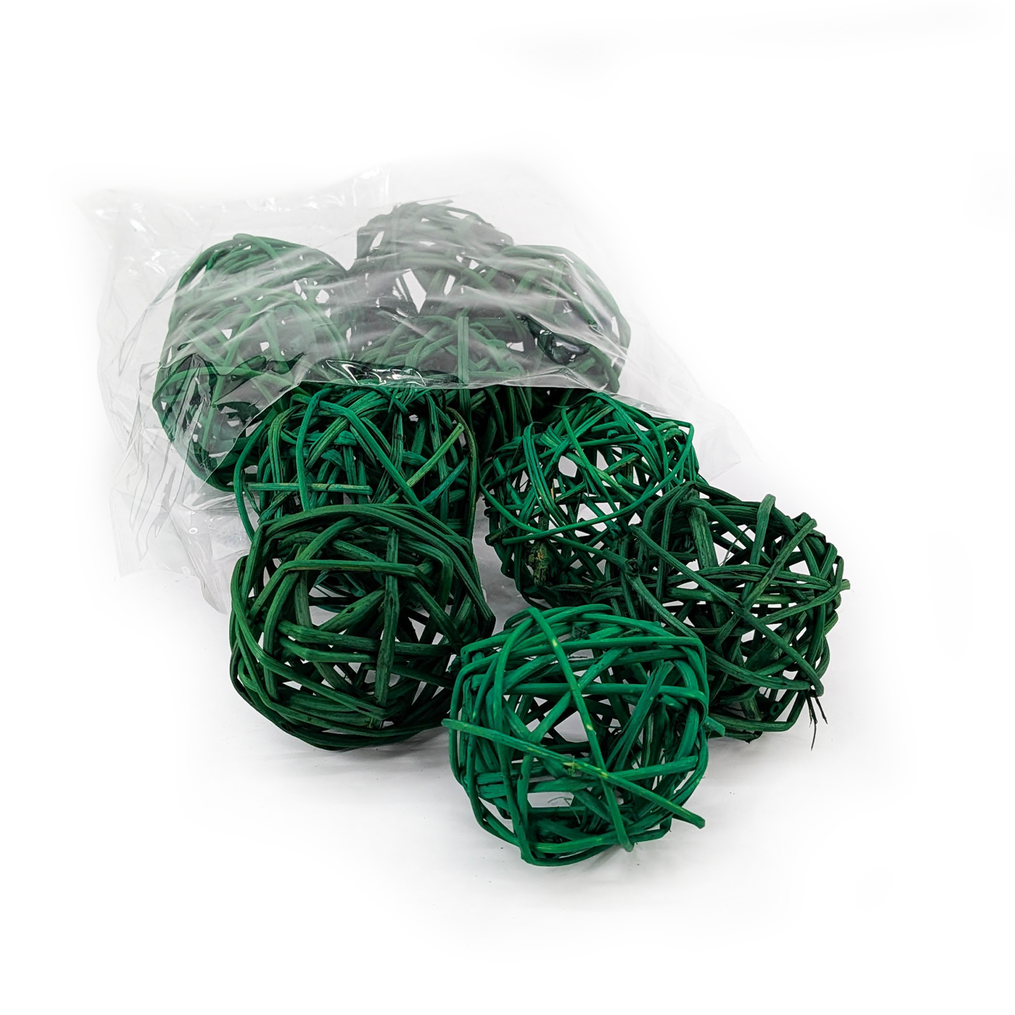Rattan Kugeln (Lata Ball) - Grün und Hellgrün 6 cm - 10 Stück