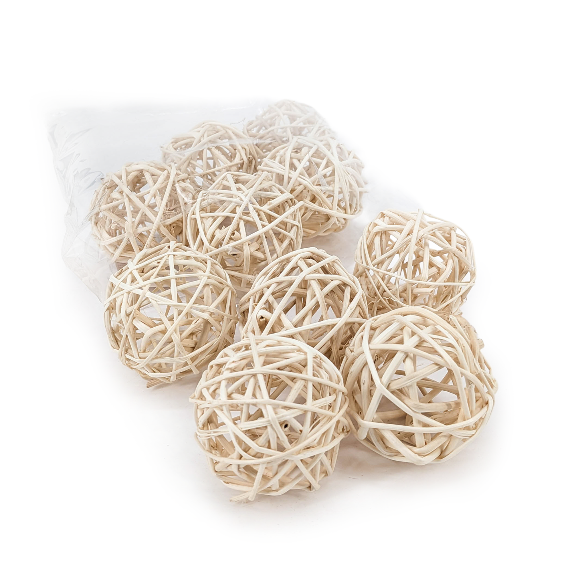 Rattan Kugeln (Lata Ball) - Gebleicht 6 cm - 10 Stück
