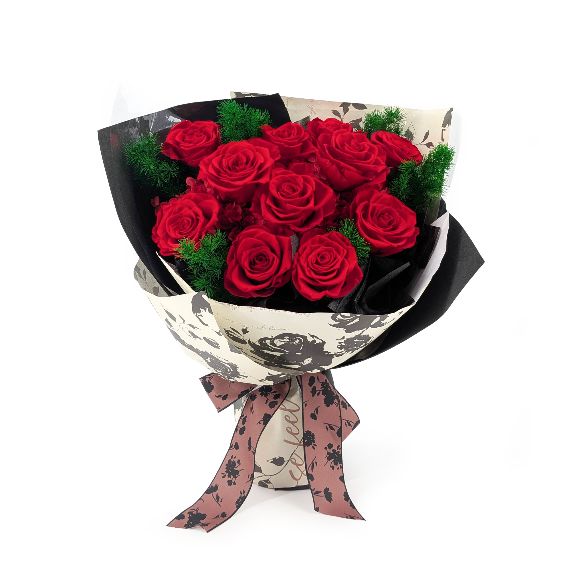 Premium-Blumenstrauß in Geschenkbox – EVERGIVE – A Lasting Gesture – Ruby Devotion