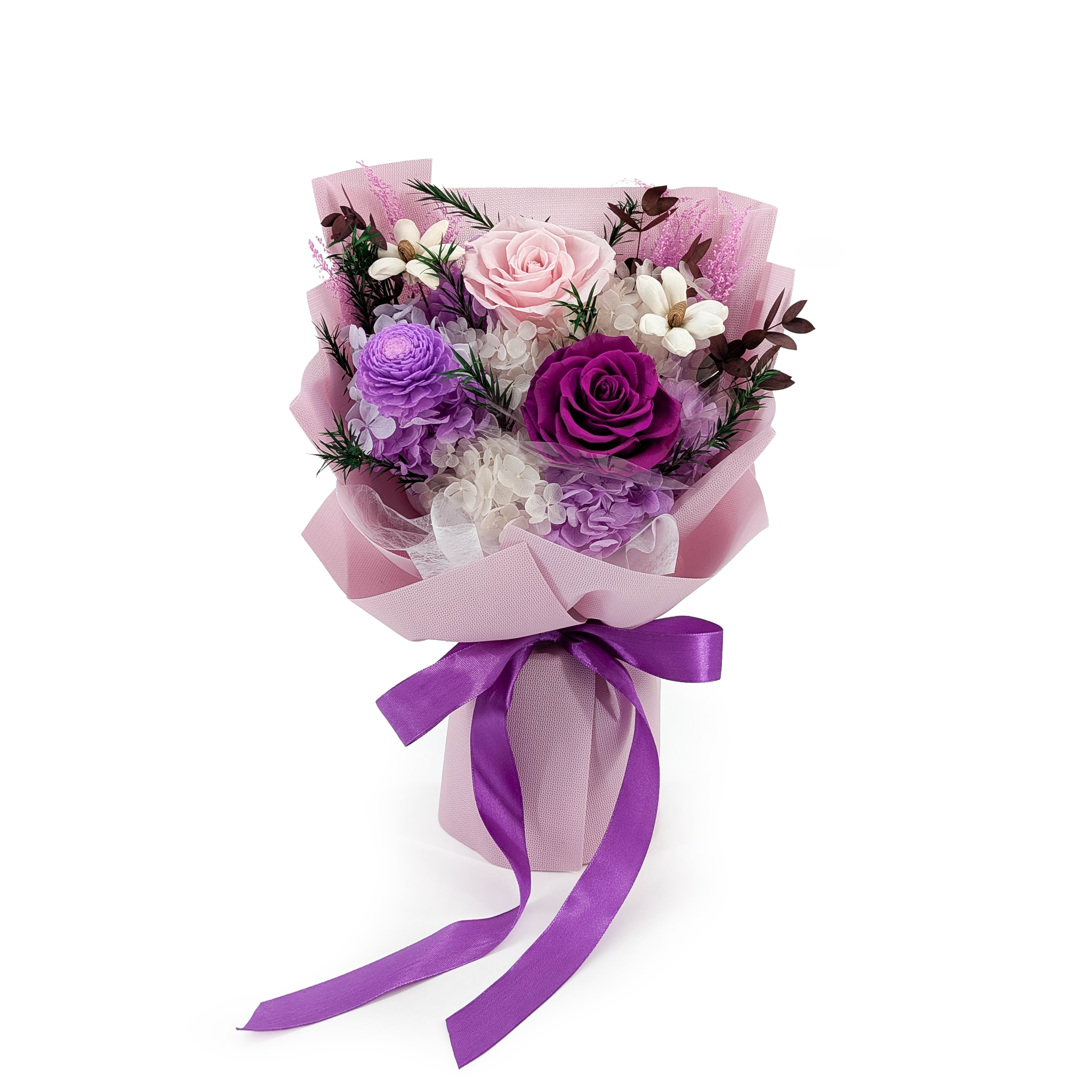 Premium-Blumenstrauß in Geschenkbox – EVERGIVE – A Lasting Gesture – Violet Grace