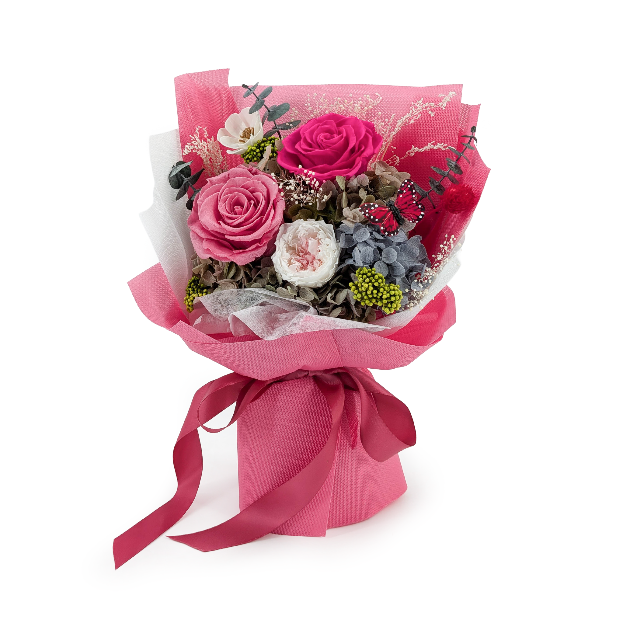 Premium-Blumenstrauß in Geschenkbox – EVERGIVE – A Lasting Gesture – Fuchsia Charm