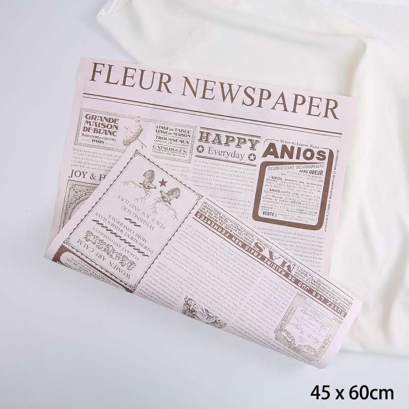 Floristische Papier - Rosa Zeitung - Bögen 45x60 cm - 10 Stk.