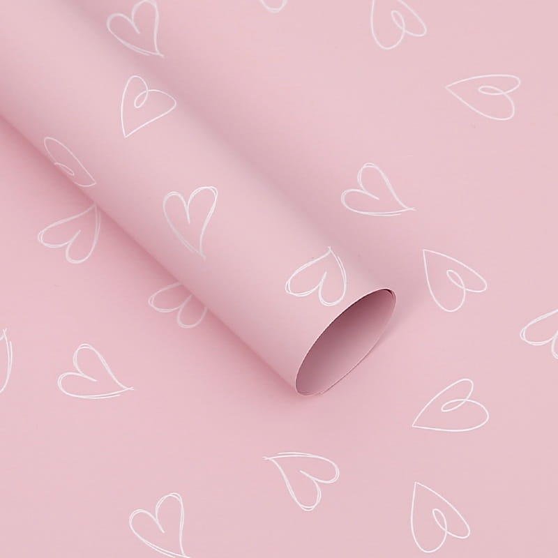 Floristische Folie - Herzen Pink - Bögen 58x58 cm - 20 Stück