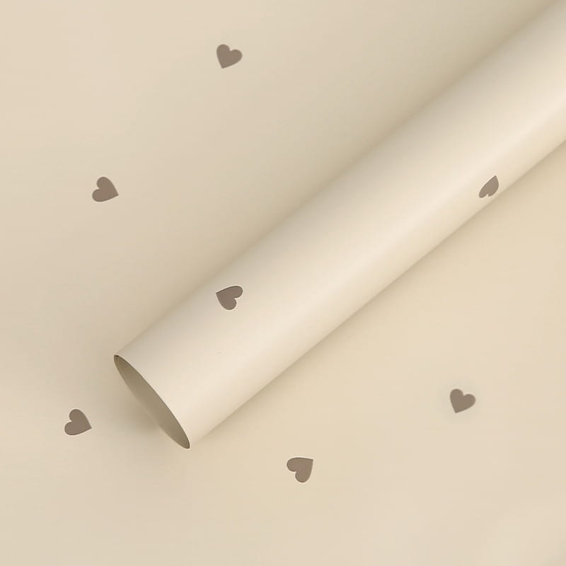 Floristische Folie - Herzen Milchtee - Bögen 58x58 cm - 20 Stück