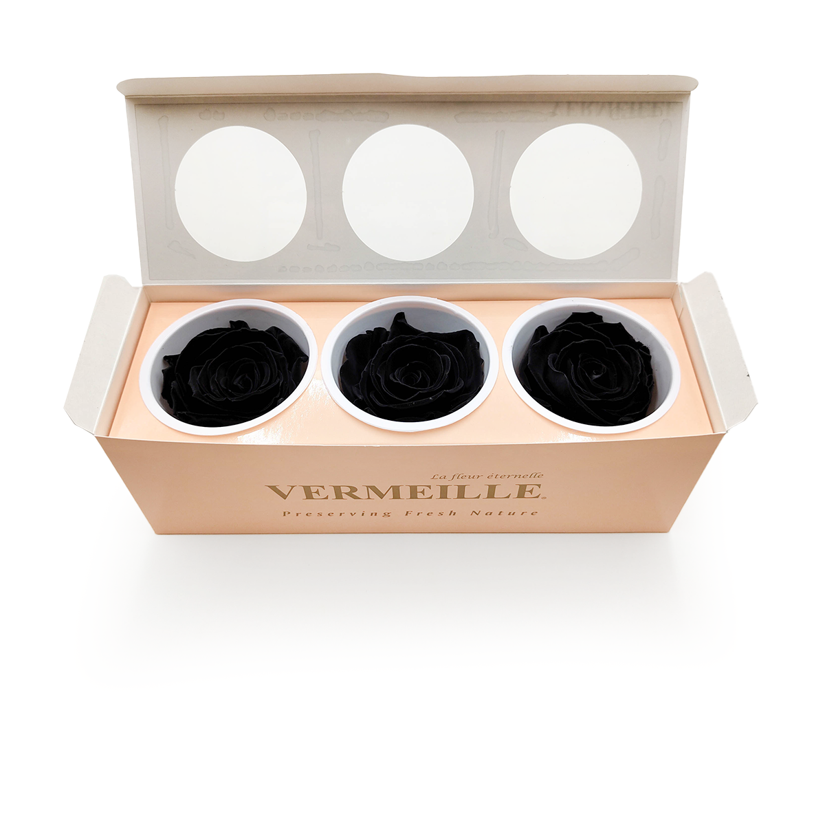 Stabilisierte Rose - Schwarz - XL - 3 Stk