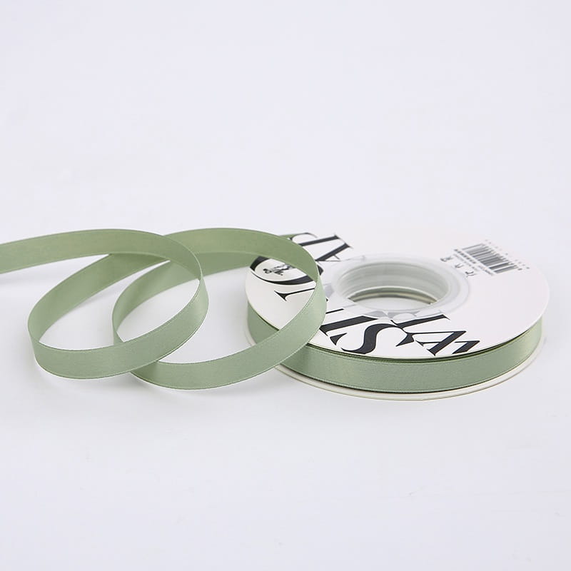 Satin-Blumenband - Grün - Rolle 1 cm x 18 m