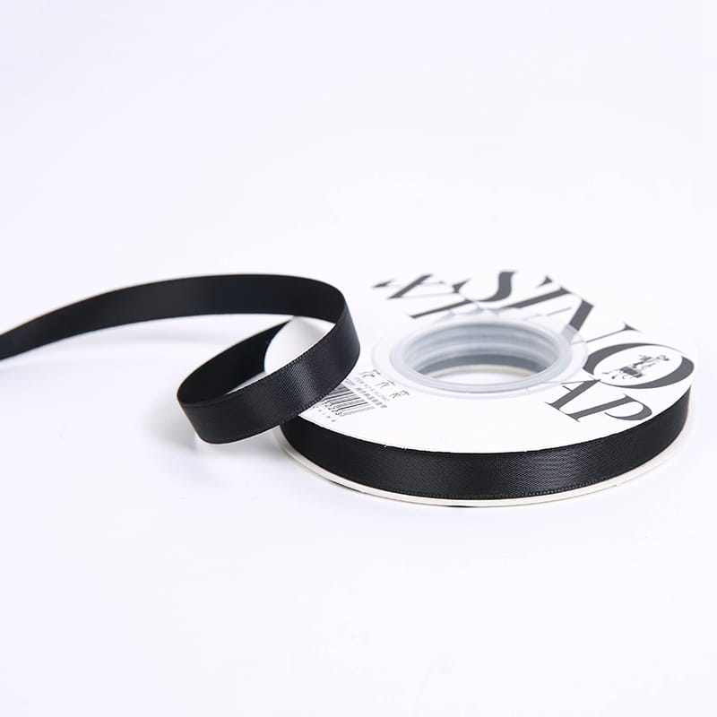 Satin-Blumenband - Schwarz - Rolle 1 cm x 18 m