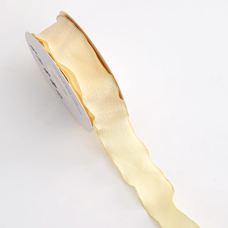 Schleife - Gelb-beige - Rolle 2,5 cm x 9 m